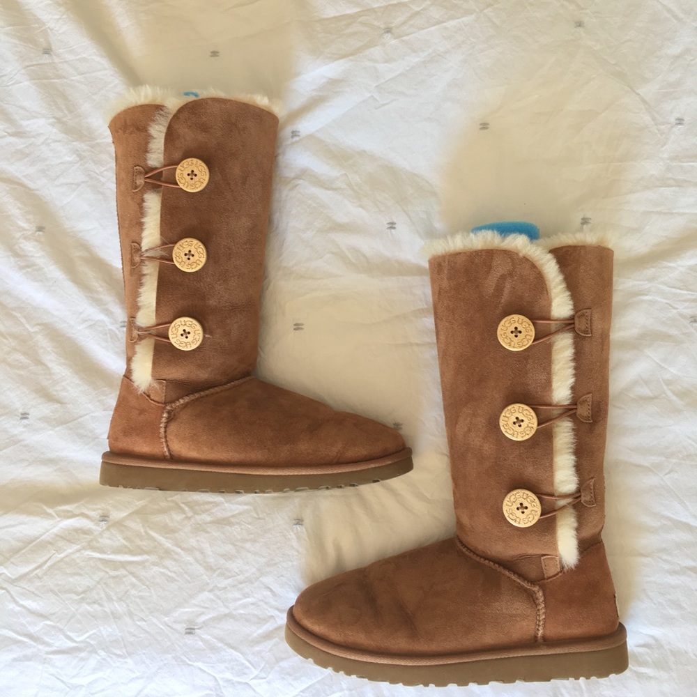 Chestnut Ugg Bailey Button triplet II boots.